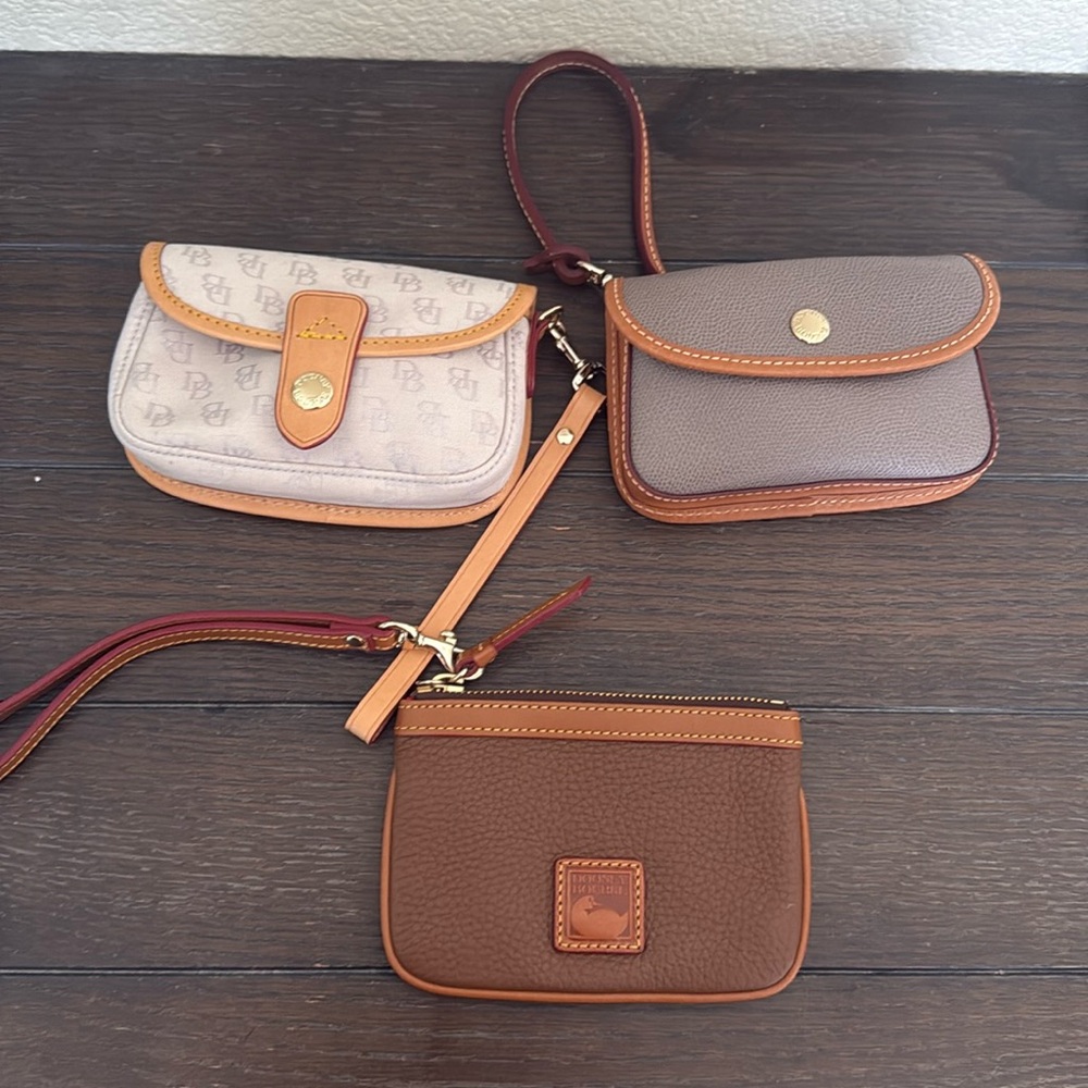 Dooney & Bourke Women's Leather Wristlet Set - Brown, Tan, Cream